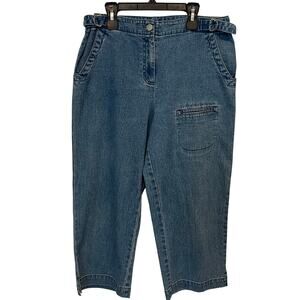 Vintage Kim Rogers Culotte Denim Jeans Women’s 8 Adjustable waist Retro Capris